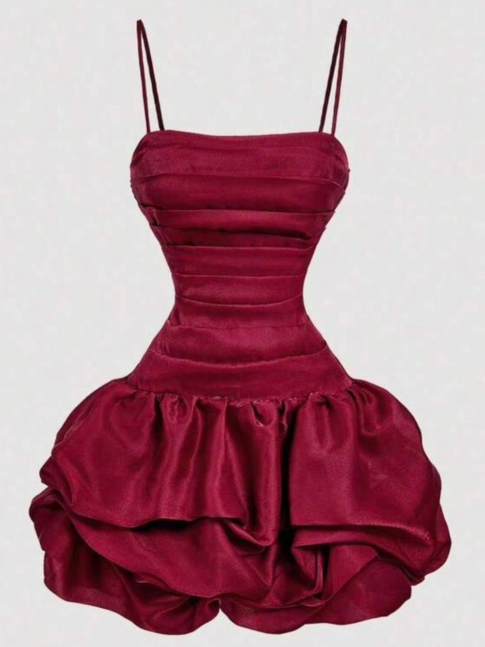 Elegant Burgundy Spaghetti-Strap Party Dress